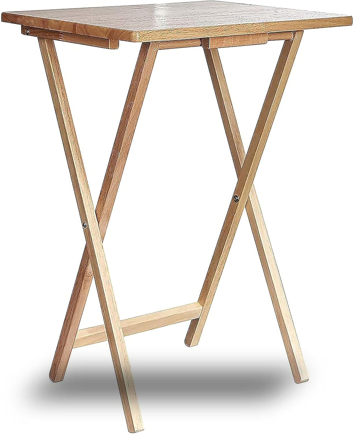 AAMEN Portable Folding Table – Wooden Snack Tray, TV Tray, Laptop & Side Table, Foldable Desk for Living Room, Natural Wood Finish