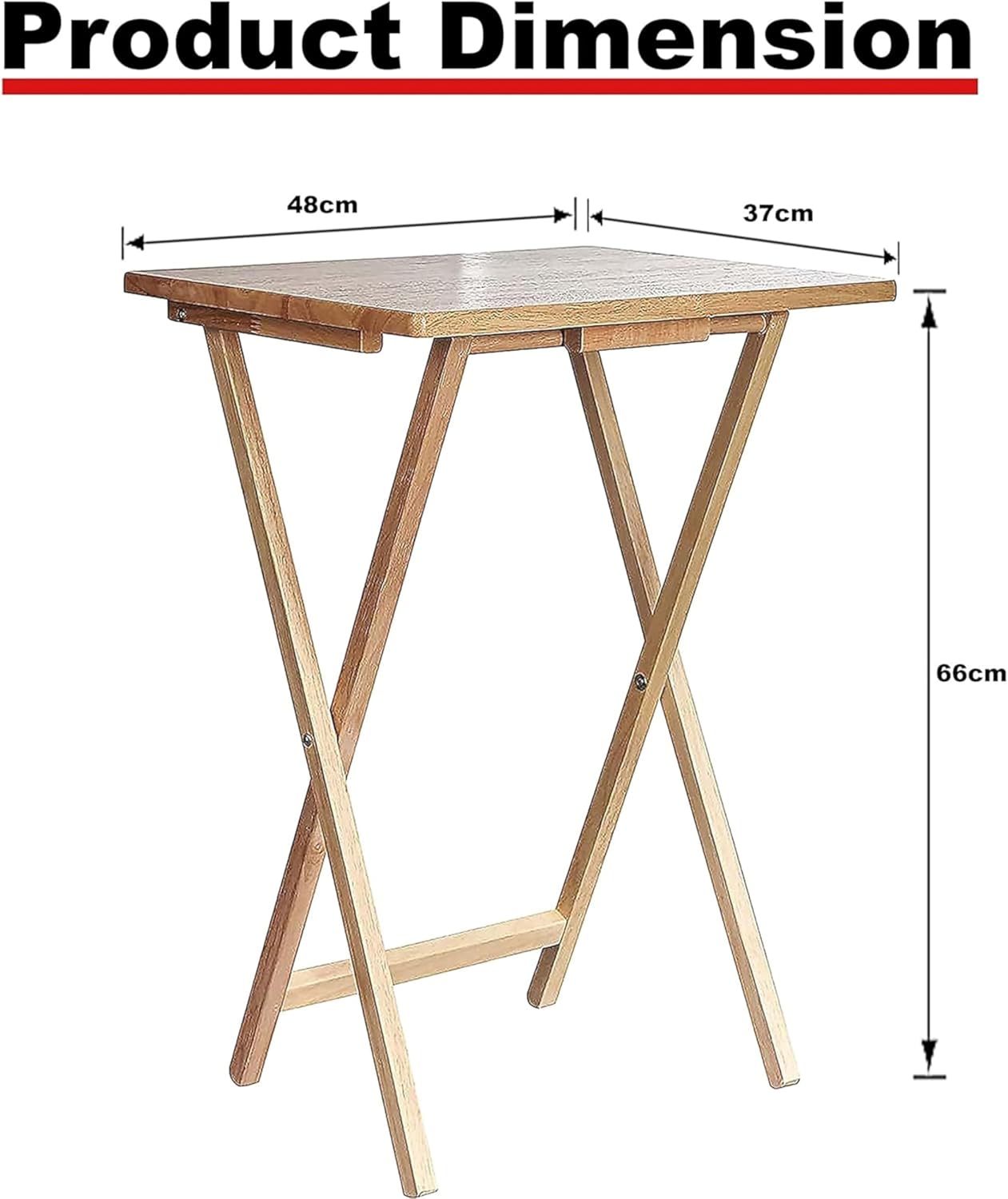 AAMEN Portable Folding Table – Wooden Snack Tray, TV Tray, Laptop & Side Table, Foldable Desk for Living Room, Natural Wood Finish