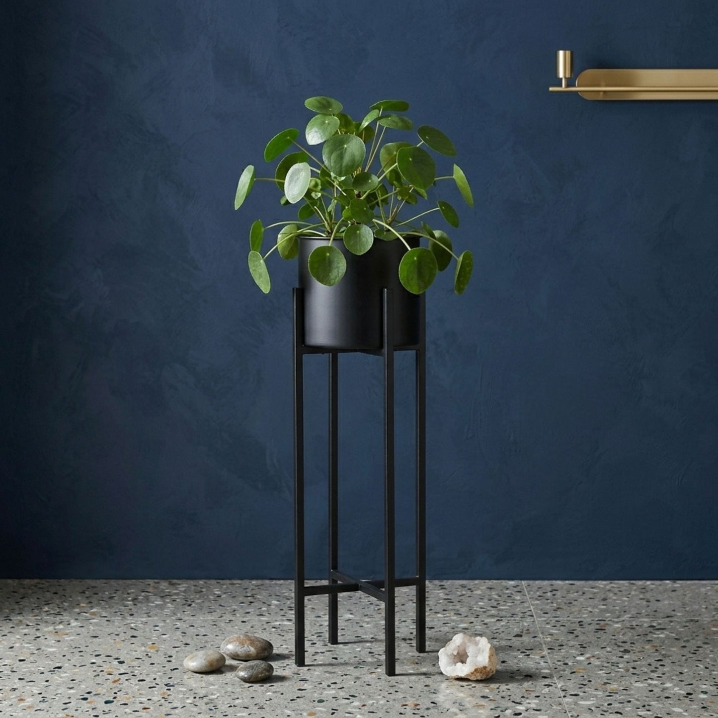 Tall Black Metal Planter for Indoor & Outdoor Plants