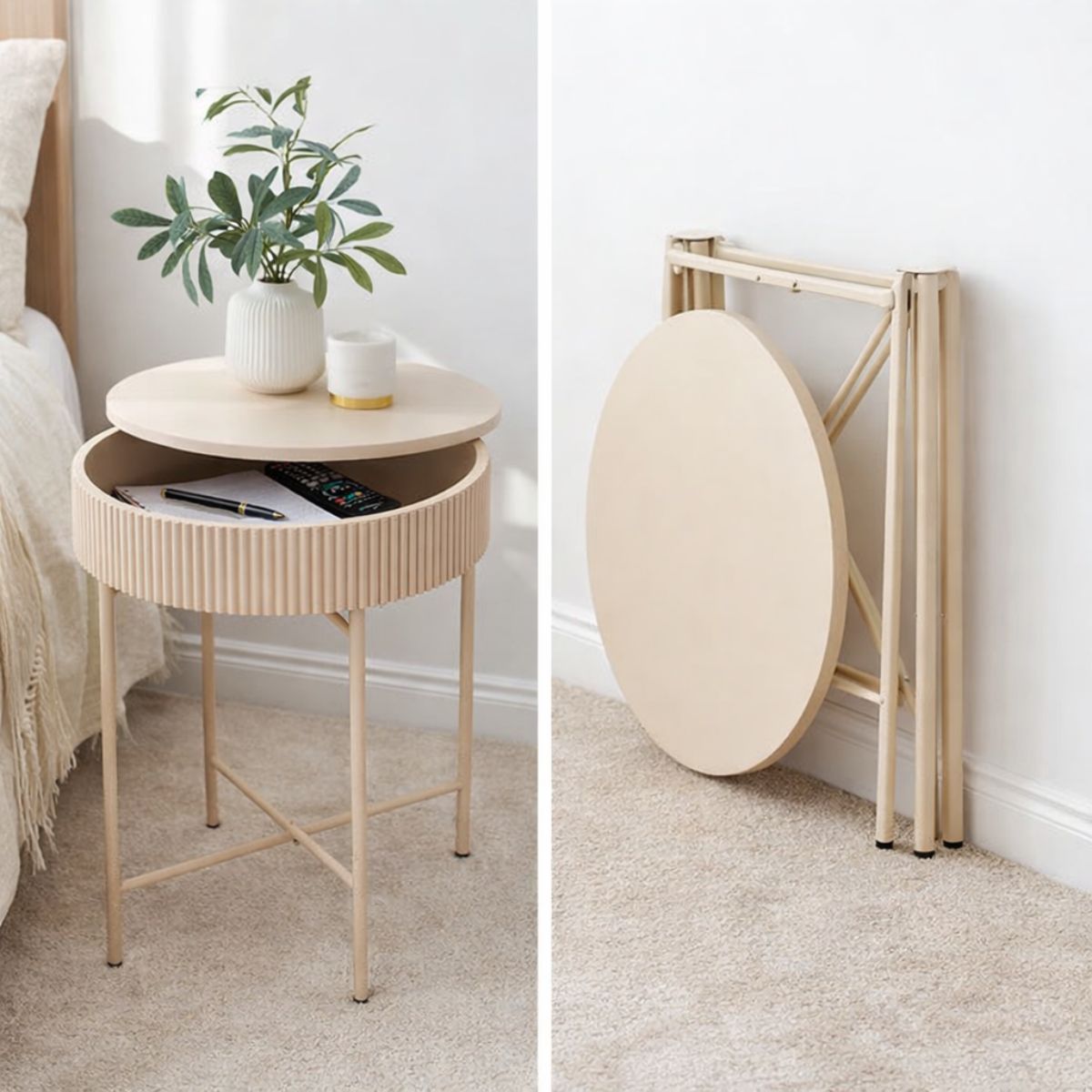 Modern Oak-Effect Bedside Table with Hidden Storage Drawer