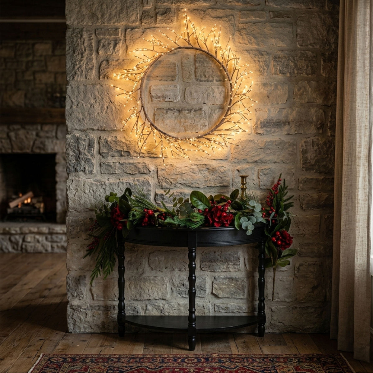 75cm LED Branch Christmas Wreath - 800 Warm White Lights
