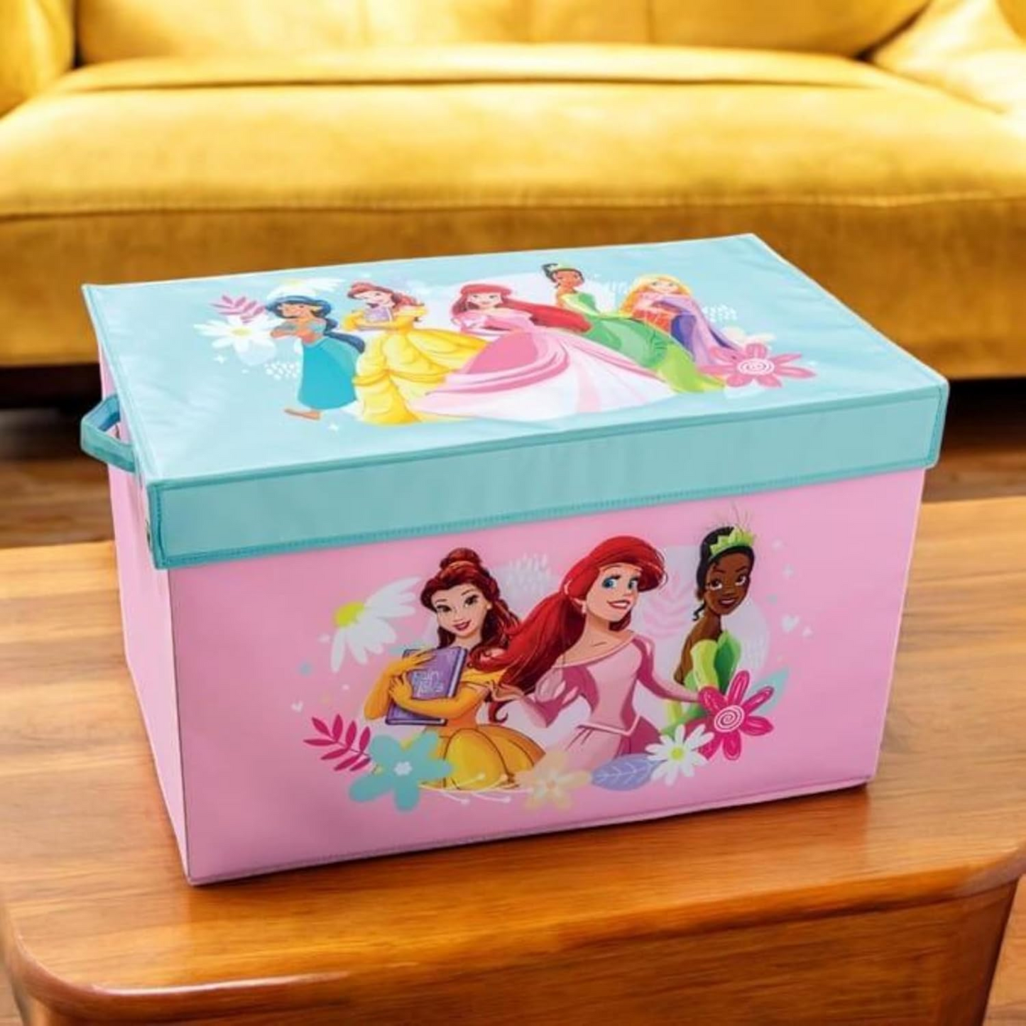 AAMEN Large Storage Box With Lid & Handles – Children/Toddler/Baby Toy Storage Chest, Foldable Lid Toy Storage Organizer Box, Collapsible Kids Toy Chest (61x38x38 cm)