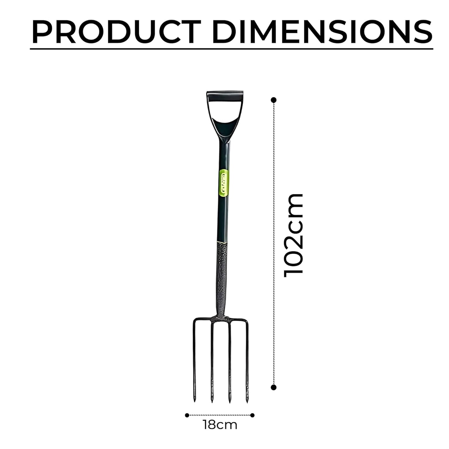Garden Border Digging Fork Carbon Steel Gardening Fork with PVC Grip Heavy Duty Garden Fork for Digging Manure Fork Pitchfork Tool for Soil Cultivating & Aerating, Rust-Resistant