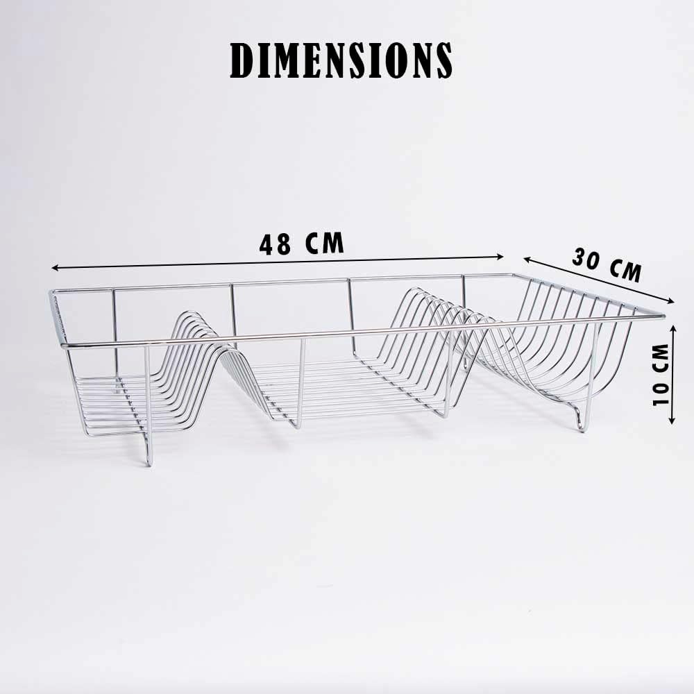 AAMEN Stainless Steel Kitchen Dish Drying Rack – Chrome Wire Dish Rack for Kitchen Counter (48.5 x 30 x 10cm)