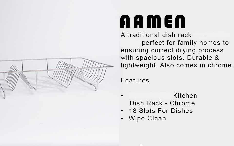 AAMEN Stainless Steel Kitchen Dish Drying Rack – Chrome Wire Dish Rack for Kitchen Counter (48.5 x 30 x 10cm)