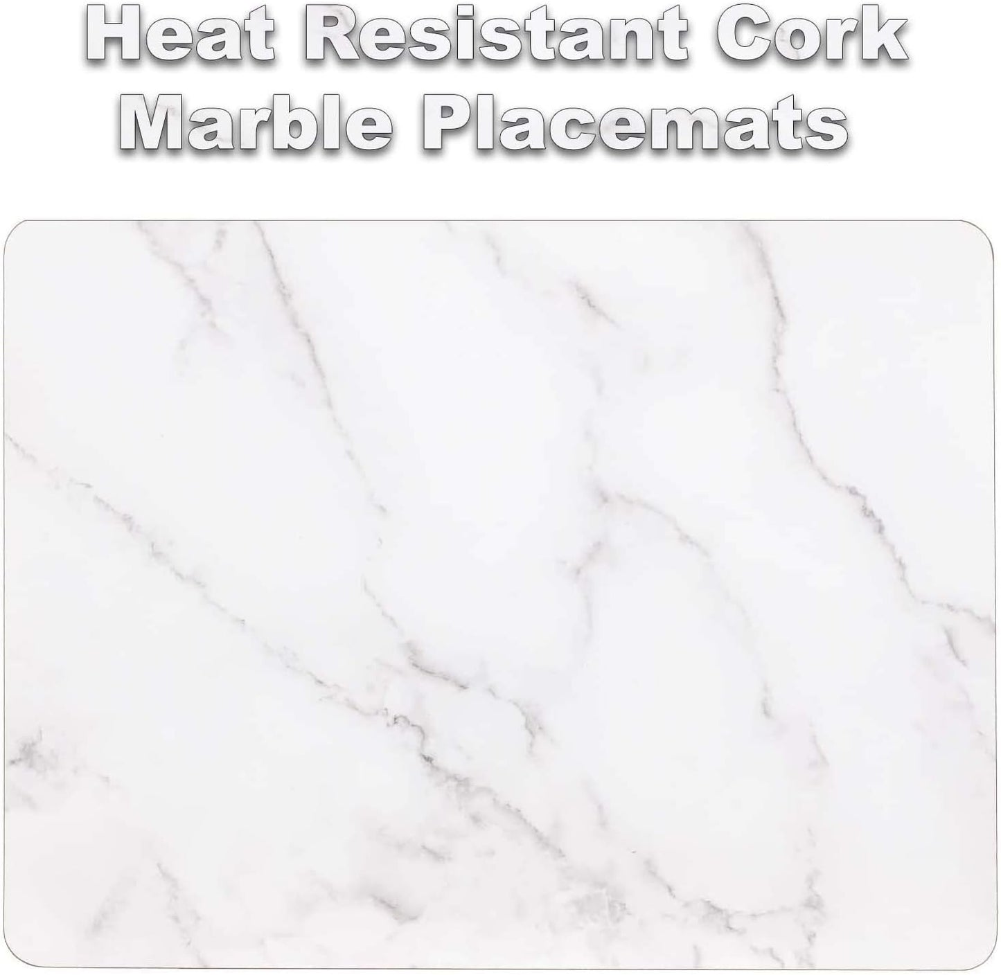 AAMEN 8-Piece Heat Resistant Cork Table Mats – Marble Placemats & Coasters Set