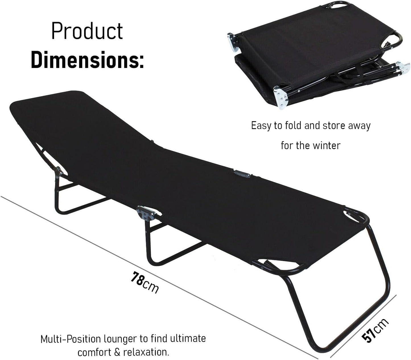 AAMEN Nevada Folding Sun Lounger – Portable, Multi-Position Outdoor Recliner for Relaxation