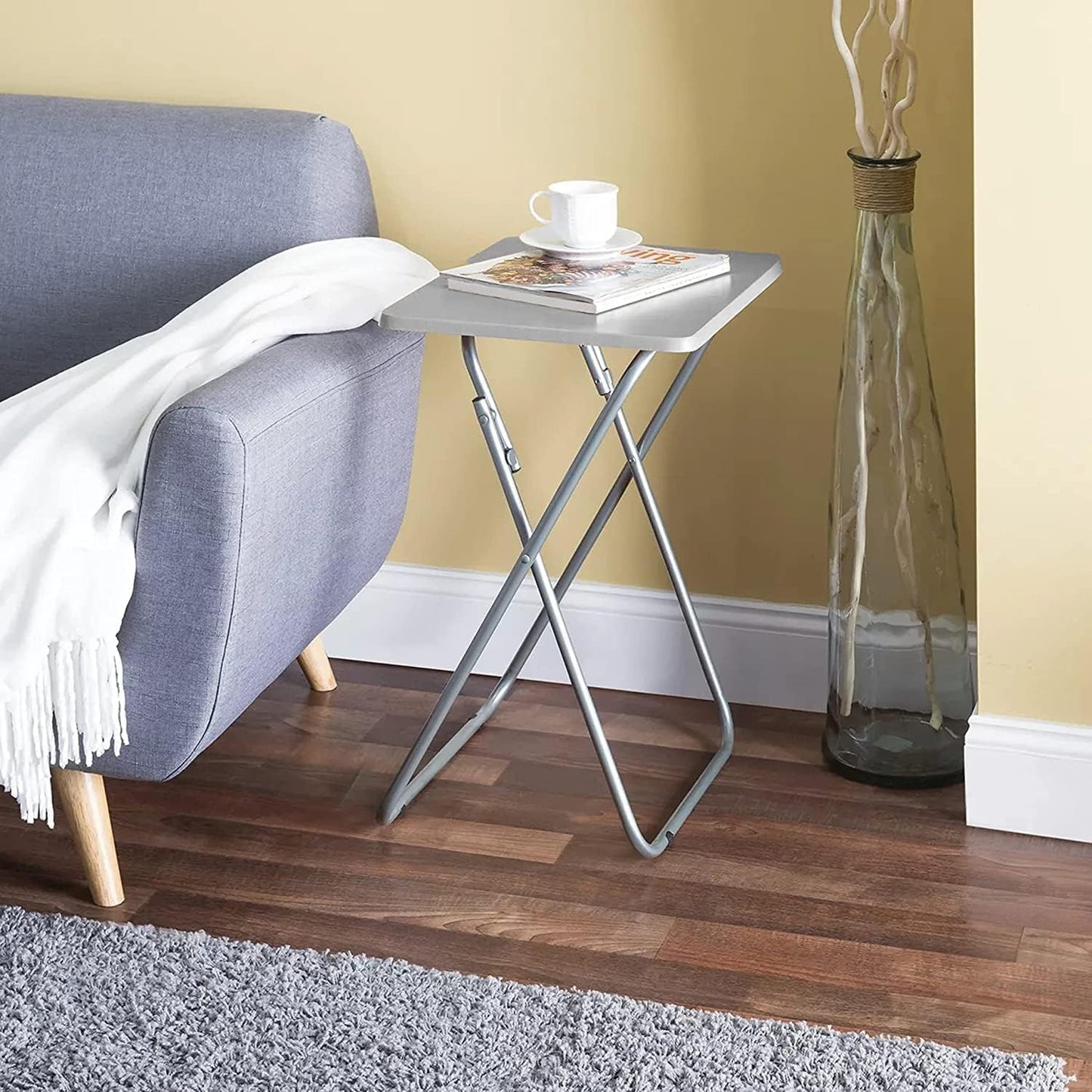 Wooden Folding Snack & Laptop Table – Portable, Multi-Purpose Tray Table for Home & Outdoor Use (Natural Wood Finish, 19.09" x 14.57" x 26")