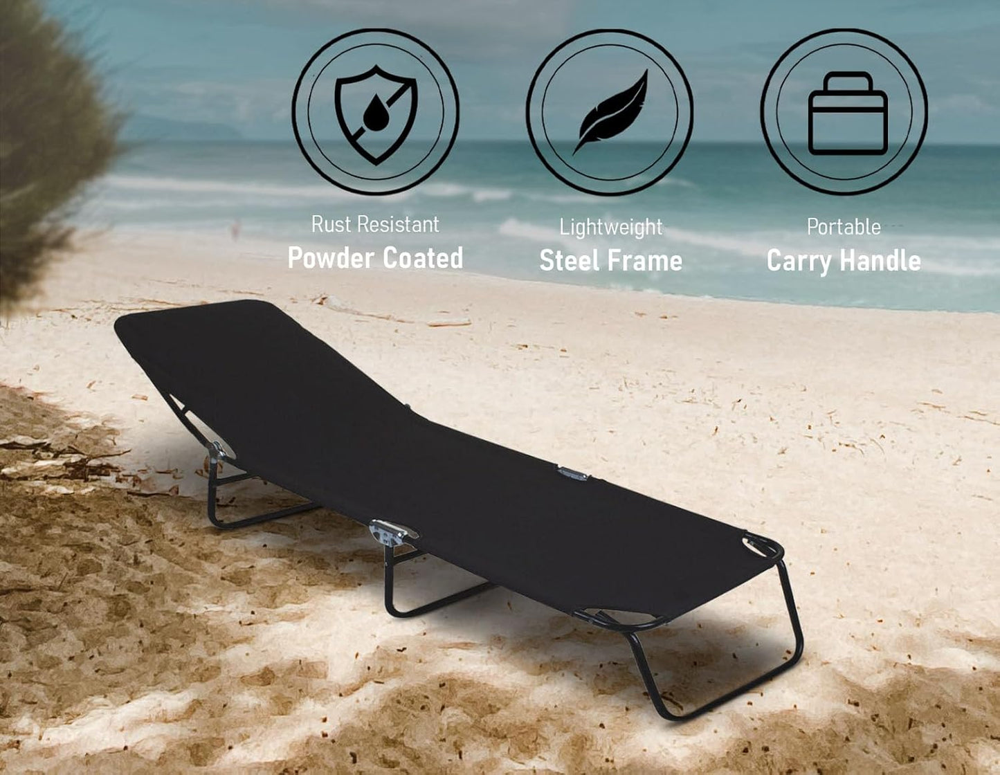 AAMEN Nevada Folding Sun Lounger – Portable, Multi-Position Outdoor Recliner for Relaxation