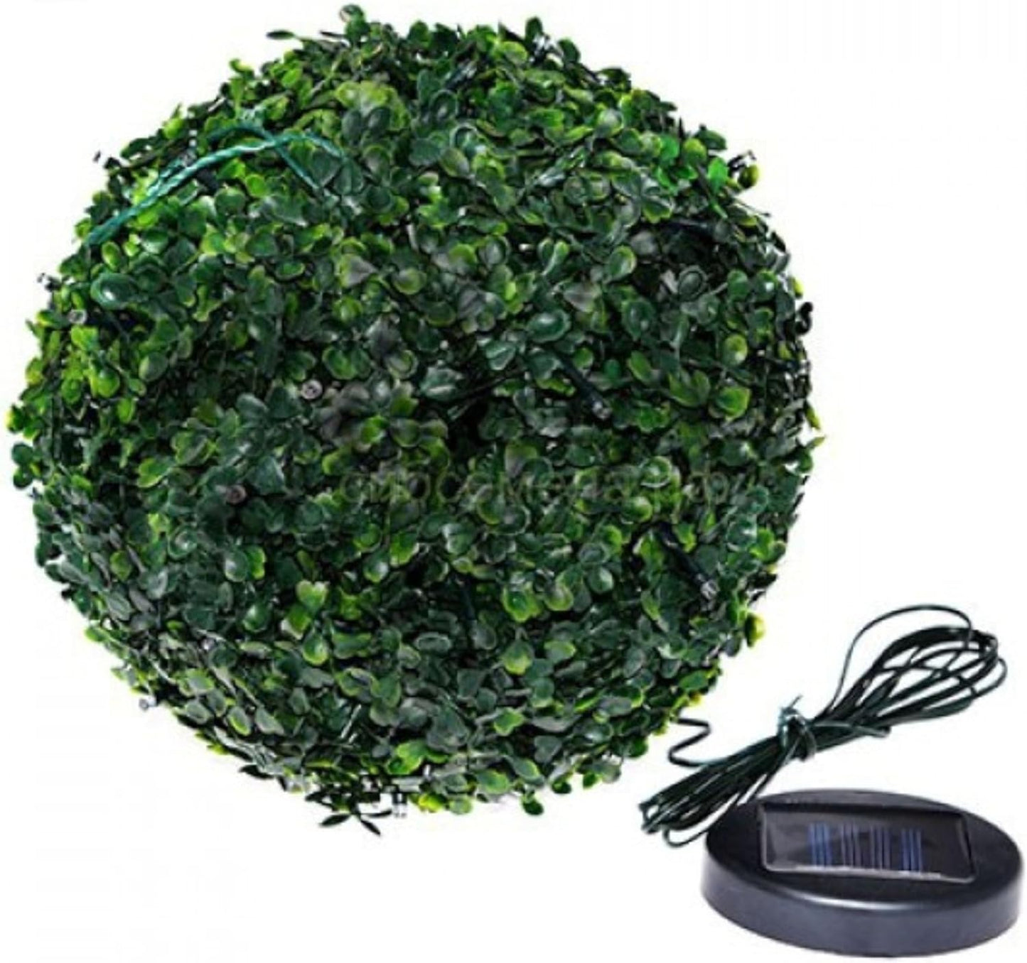 AAMEN 26cm Solar Topiary Ball – Hanging Artificial Plant with Warm White LED for Garden Decor