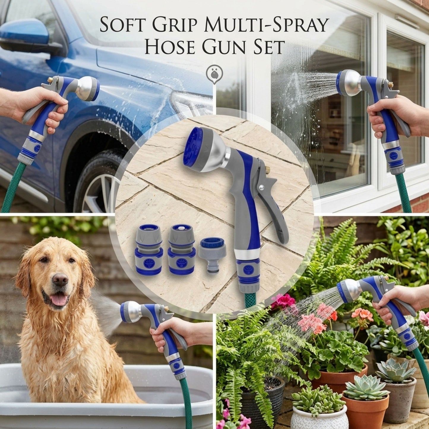 Heavy Duty Hose Spray Gun Set – 7 Function Watering Nozzle Kit