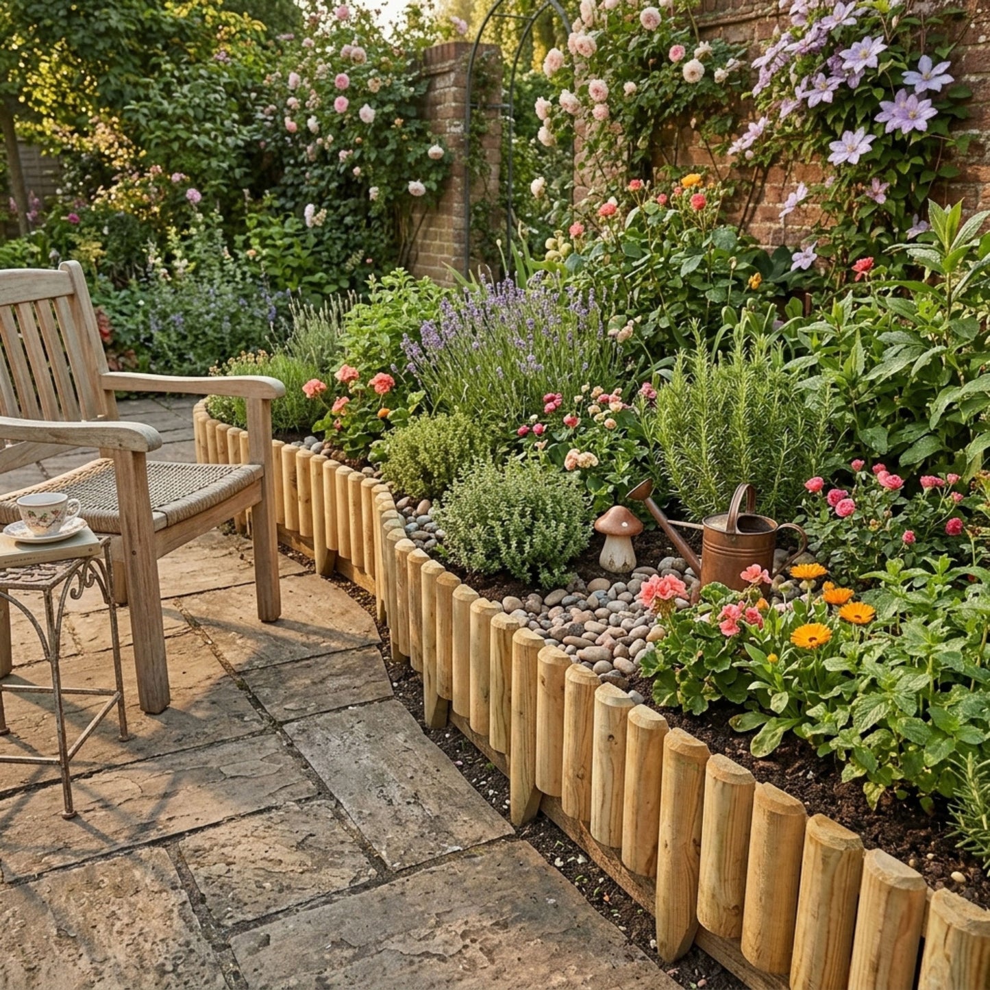 Wooden Edge Log Garden Lawn Border Edging Panel