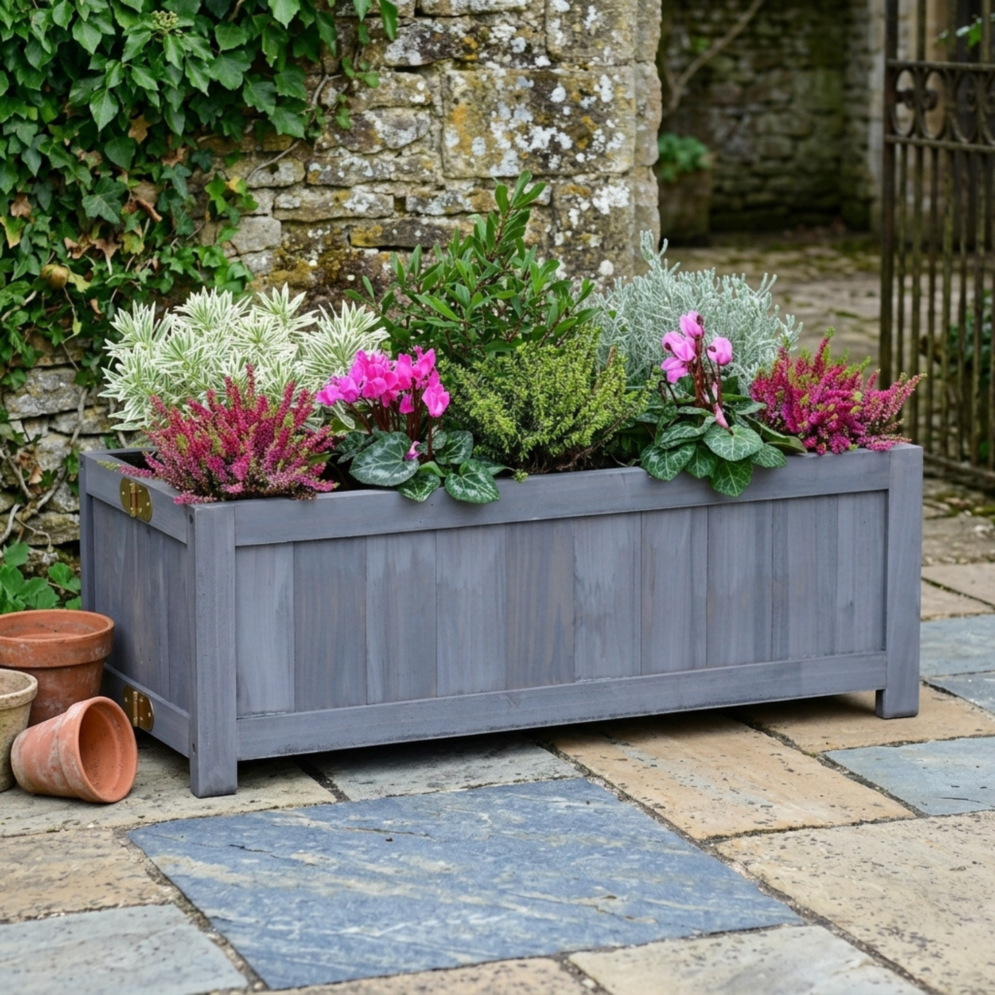 Natural Wooden Raised Bed Planter for Garden and Patio