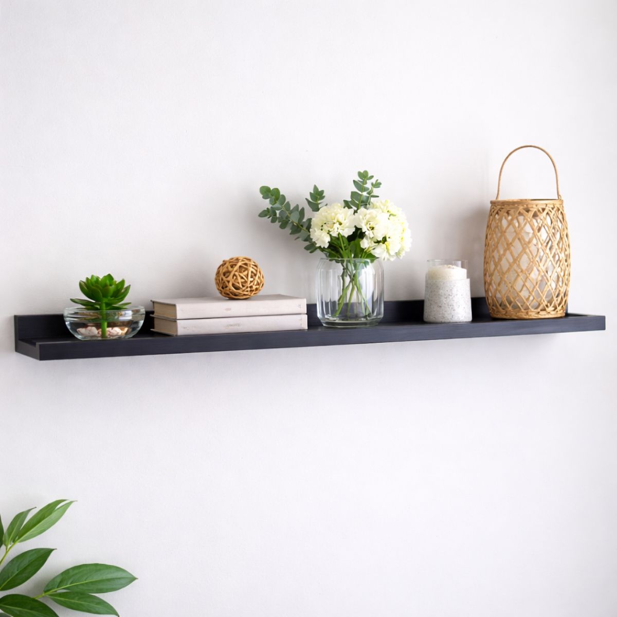 Wooden Floating Shelves - Black Wall Mounted Display Shel