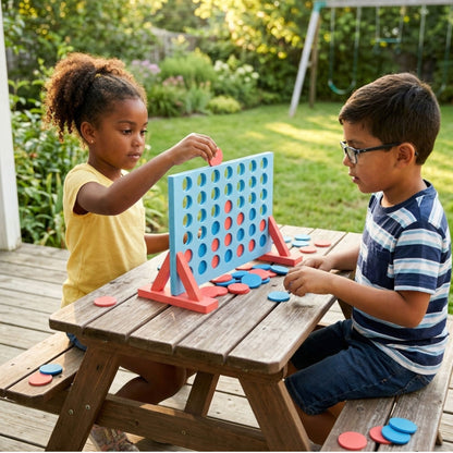 Giant 4 in a Row Game, Lawn Garden Toy with Stand