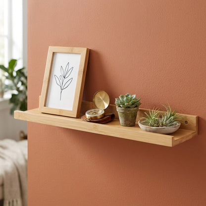 AAMEN Wall Mounted Bamboo Floating Shelf - 80cm