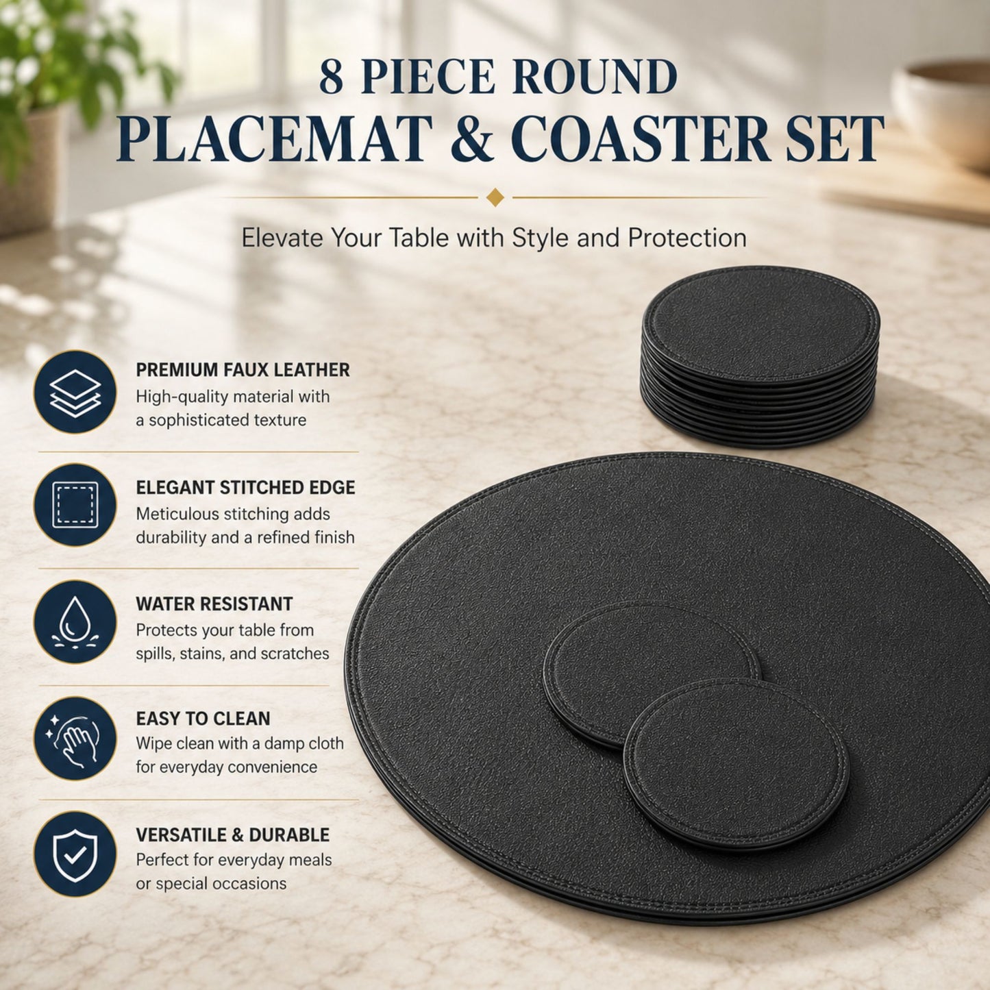 Round Placemats and Coasters Set of 8