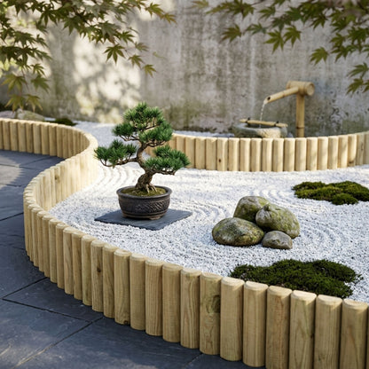 Natural Wood Garden Fence Border Log Roll Edging