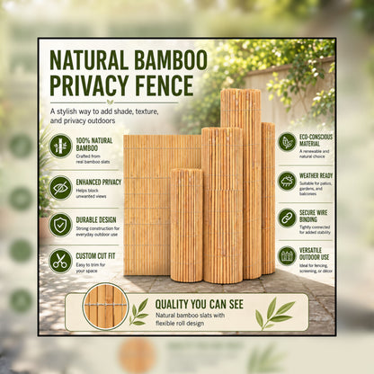 Natural Bamboo Slat Screening Garden Fence Roll