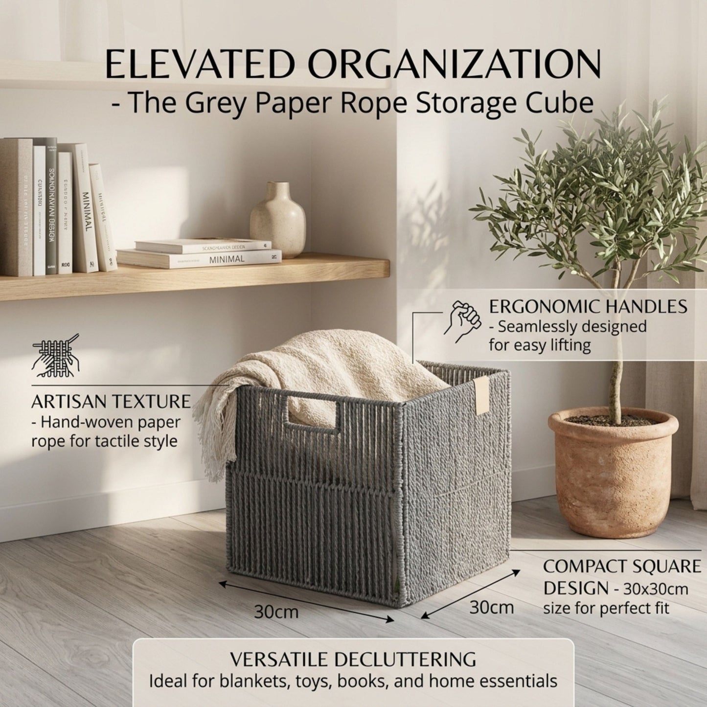 Woven Rope Storage Cube Basket