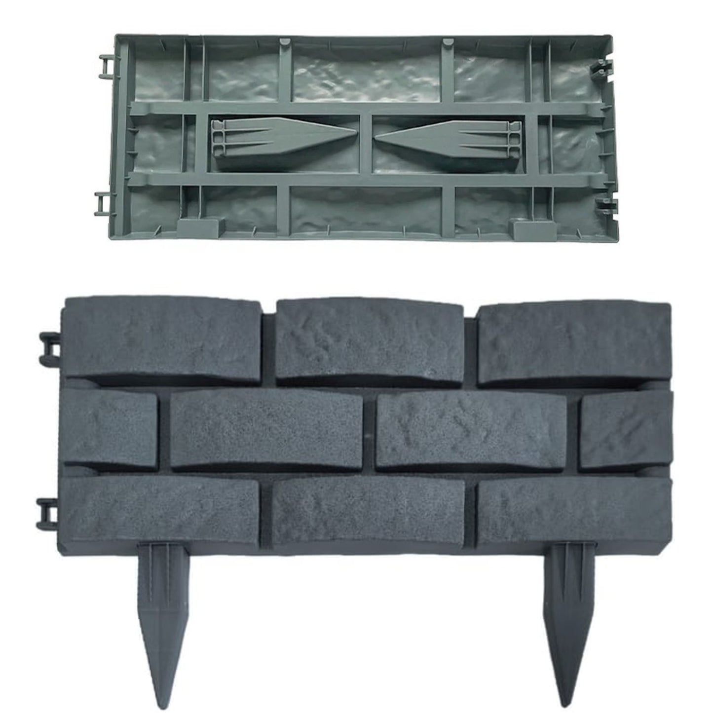 Stone Effect Plastic Garden Border Edging, Grey 4 Pack