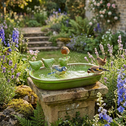 Ceramic Bird Bath Garden Decor Wild Bird Water Bowl