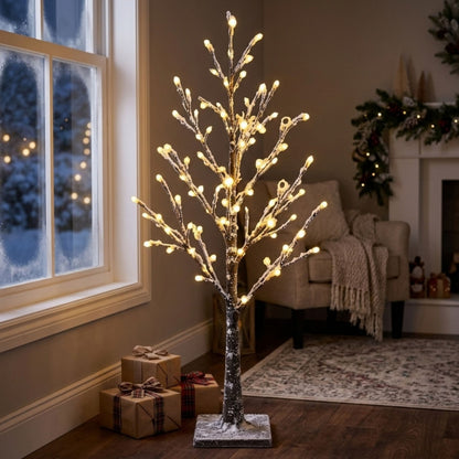 AAMEN Snowy LED Twig Tree with 48 Warm White Lights - 120cm