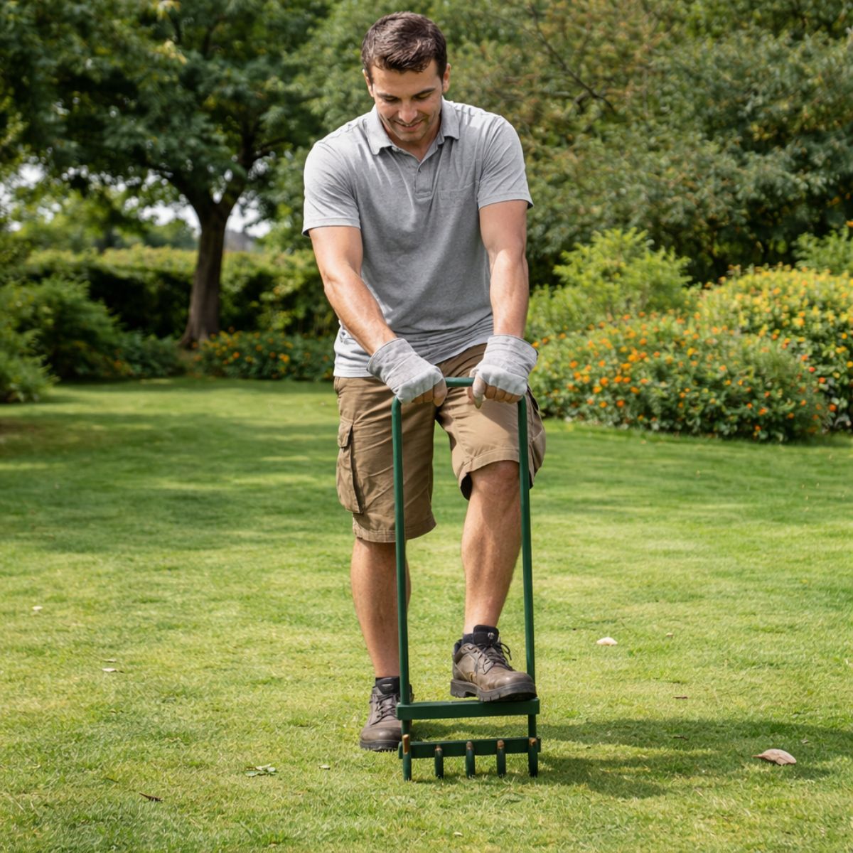 5 Prong Hollow Tine Lawn Aerator for Healthy Grass
