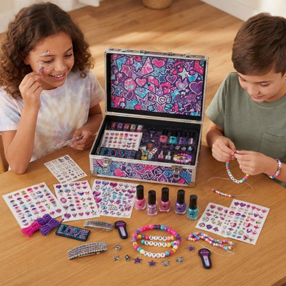 AAMEN Kids Beauty Craft Set with Nail Stickers & Beads