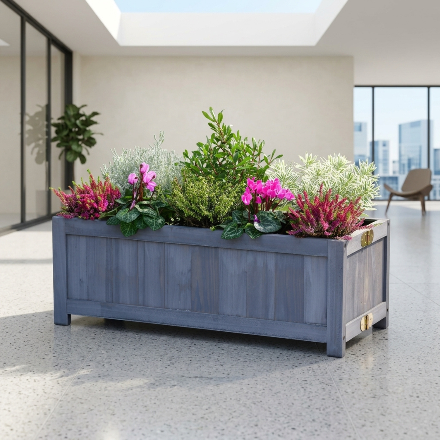 Natural Wooden Raised Bed Planter for Garden and Patio