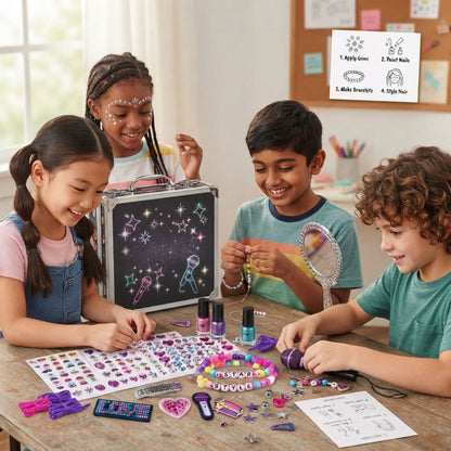 AAMEN Kids Beauty Craft Set with Nail Stickers & Beads