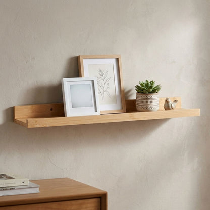 AAMEN Wall Mounted Bamboo Floating Shelf - 48cm