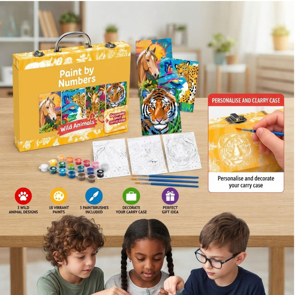 AAMEN Wild Animals Paint by Numbers Kit for Kids
