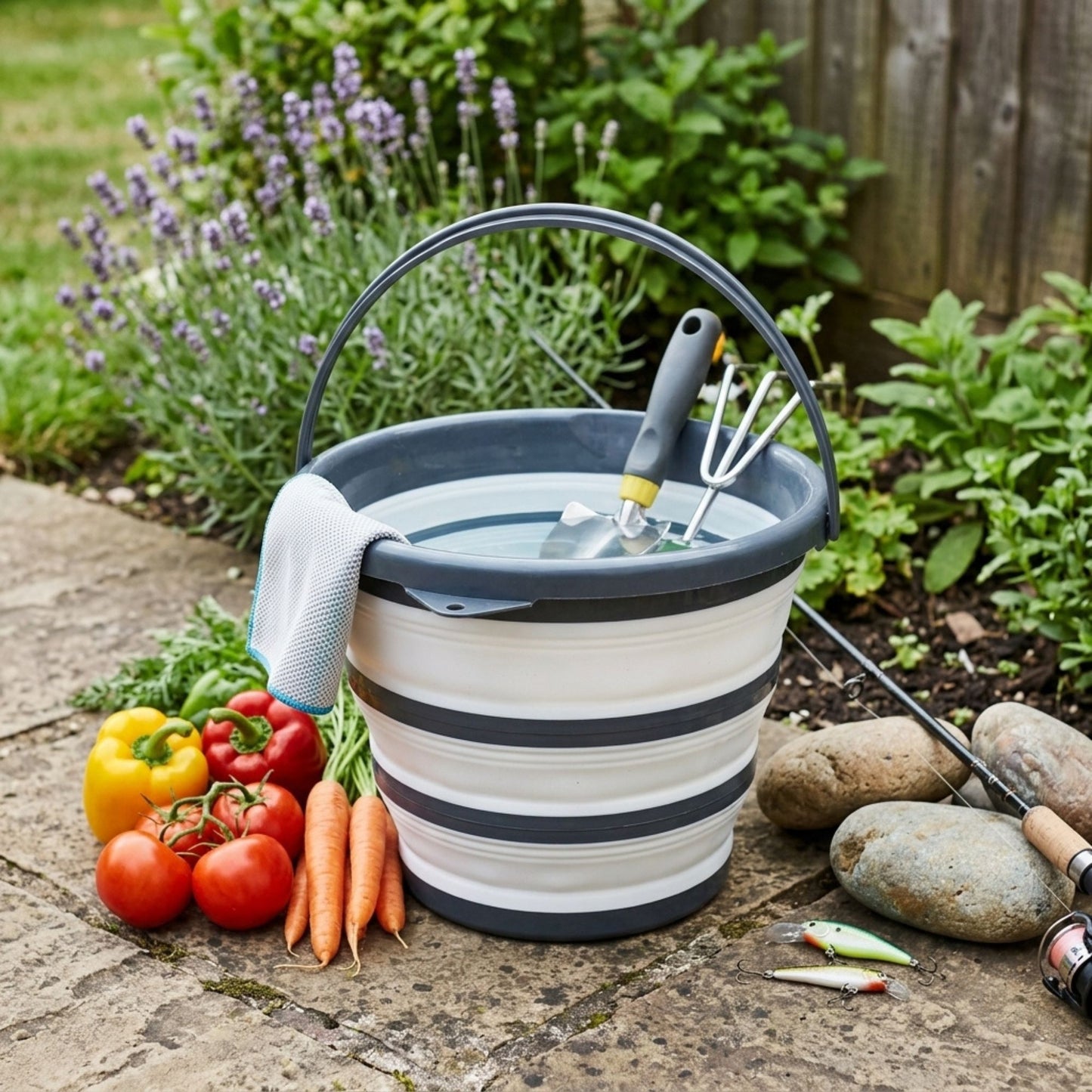 Collapsible Bucket with Handle for Camping and Cleaning