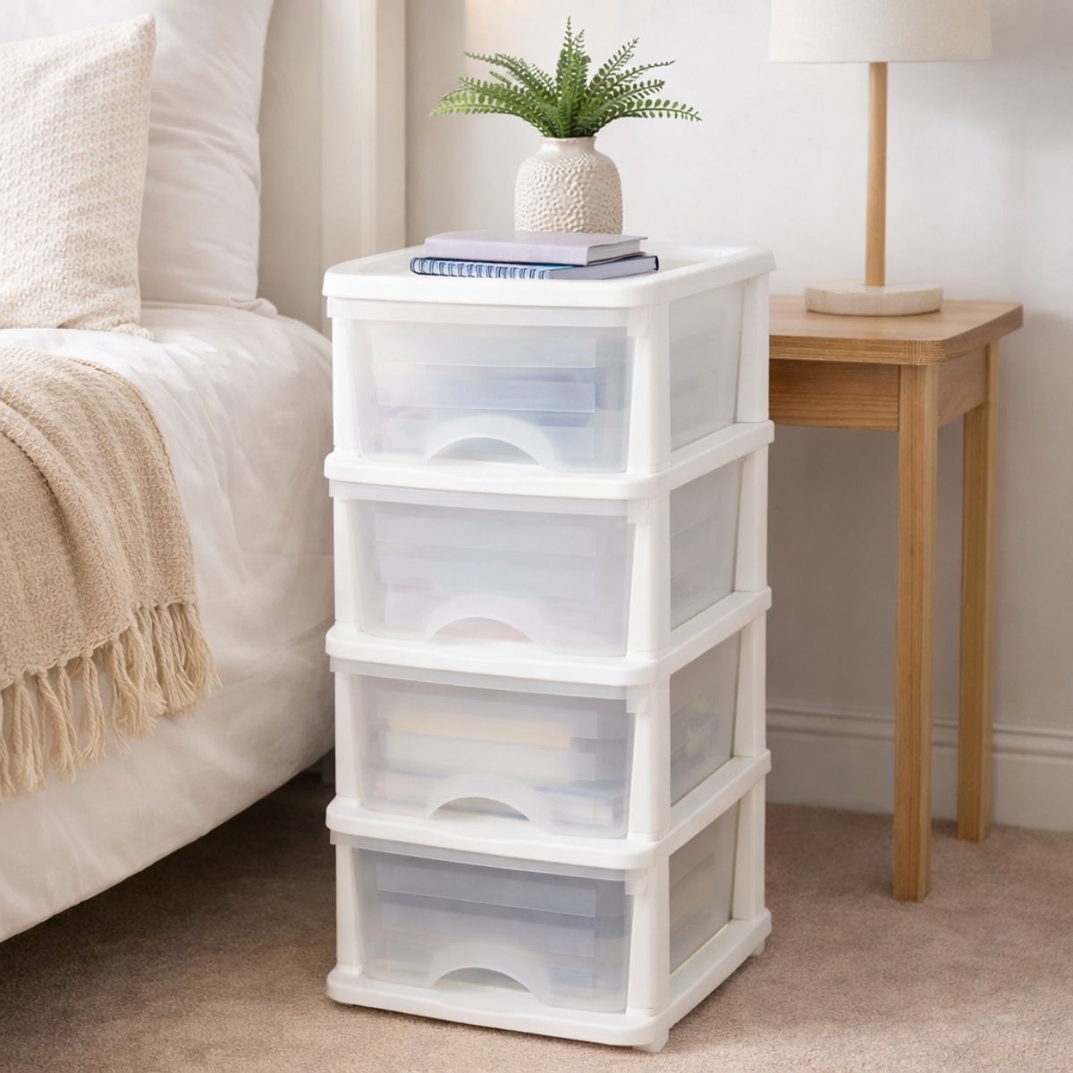 Plastic 4 Drawer Storage Tower Unit White Drawer Units Plastic Storage Drawers