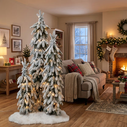 Artificial Snowy Christmas Trees - 4ft, 2.9ft & 1.9ft