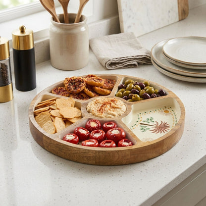 Desert Dusk Mango Wood Round Section Tray for Serving