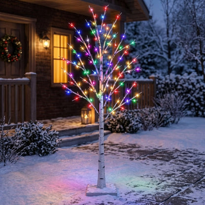 2.4M LED Birch Tree with 136 Multi-Coloured Lights