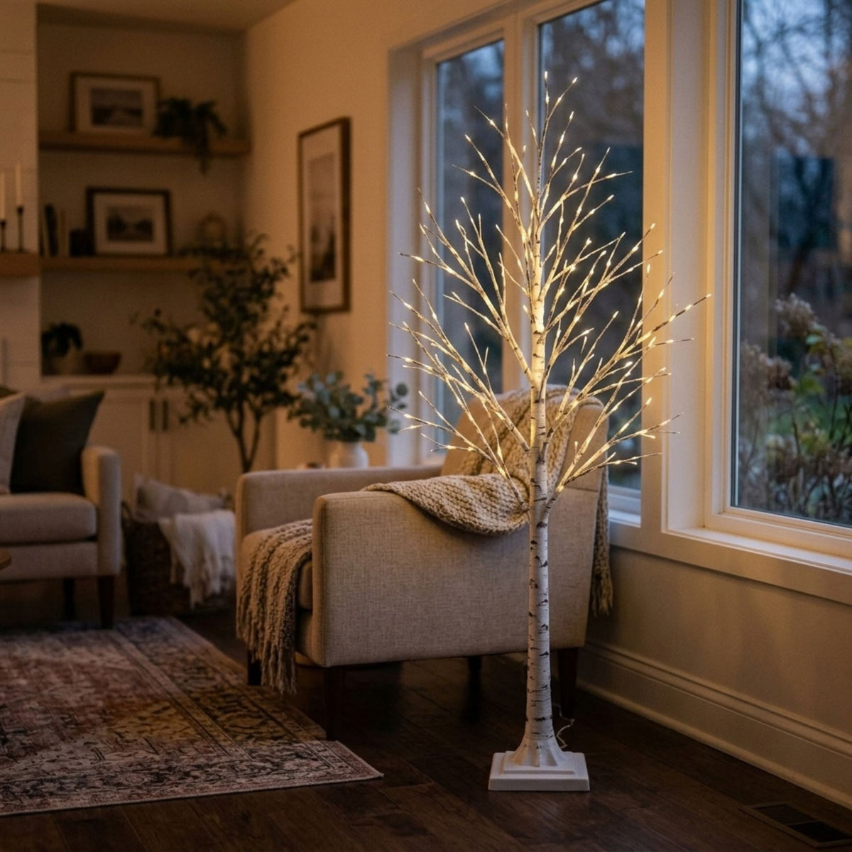 8ft LED Birch Tree with 160 Warm White Lights