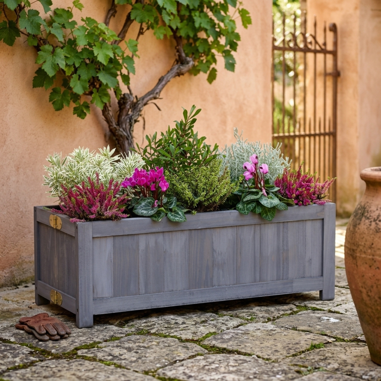 Natural Wooden Raised Bed Planter for Garden and Patio
