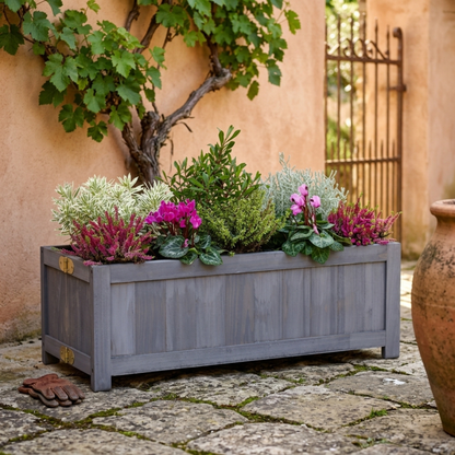Natural Wooden Raised Bed Planter for Garden and Patio