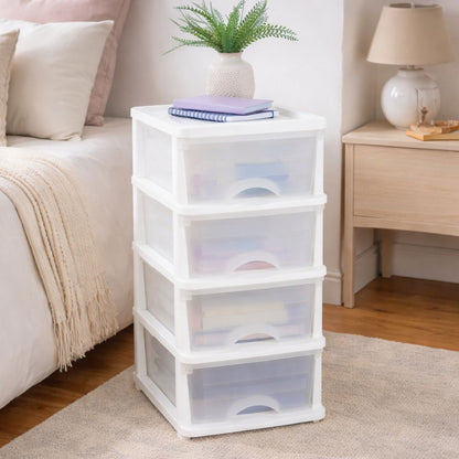 Plastic 4 Drawer Storage Tower Unit White Drawer Units Plastic Storage Drawers
