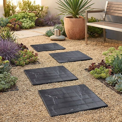 Black Stomp Easy Instant Paving Tiles, 4 Pack Garden Stepping Stones