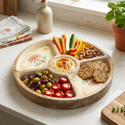 Desert Dusk Mango Wood Round Section Tray for Serving