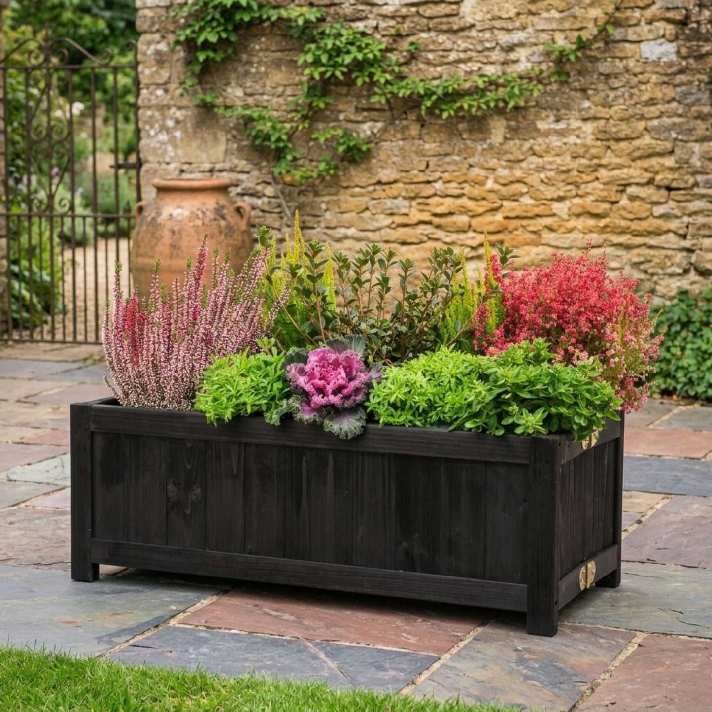 Natural Wooden Raised Bed Planter for Garden and Patio