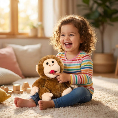 AAMEN Cheeky Chimp Plush Monkey Toy Funny Face Age 3+