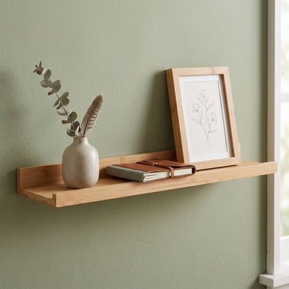 AAMEN Wall Mounted Bamboo Floating Shelf - 80cm