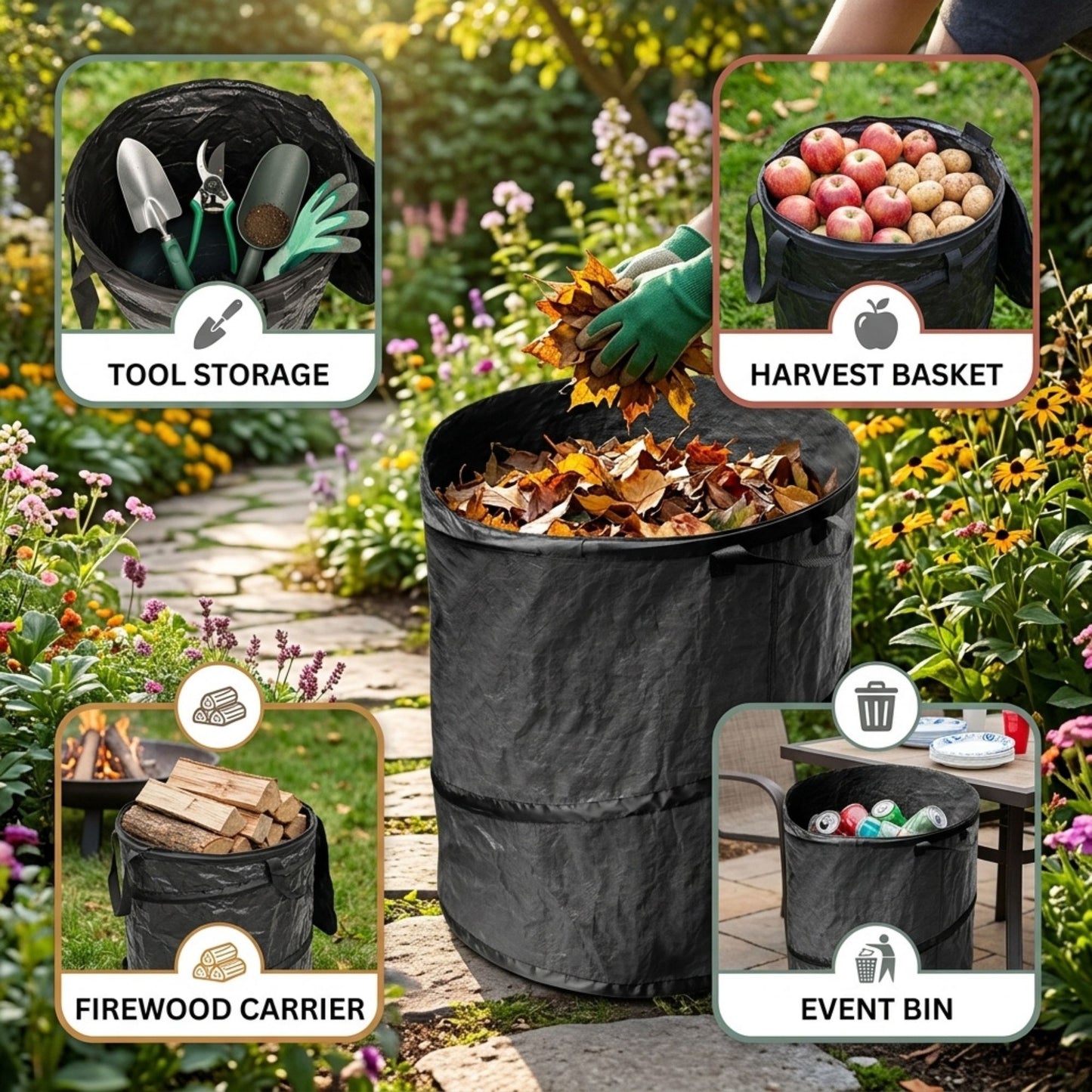 Large Collapsible Garden Bag with Handles