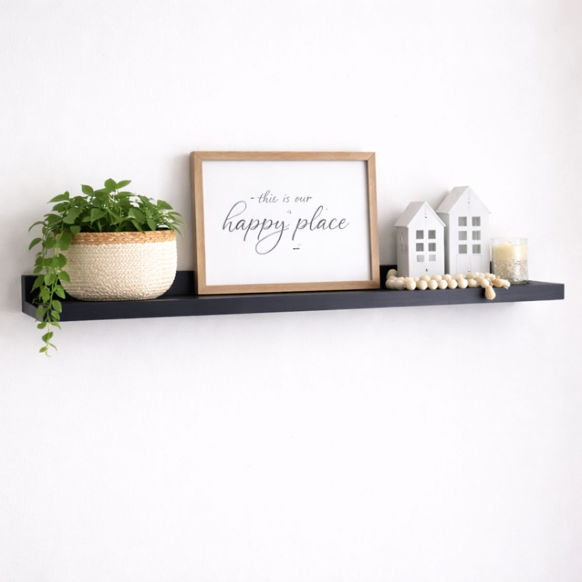 Wooden Floating Shelves - Black Wall Mounted Display Shel