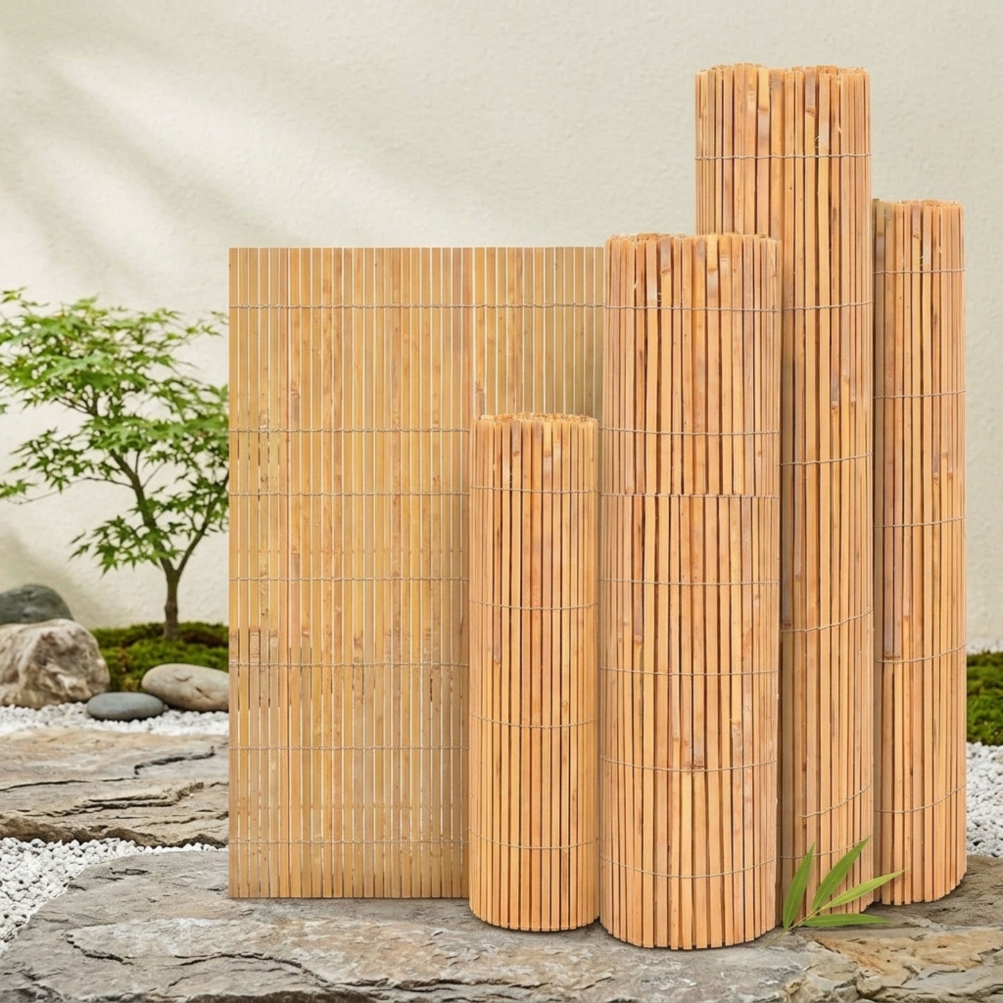 Natural Bamboo Slat Screening Garden Fence Roll